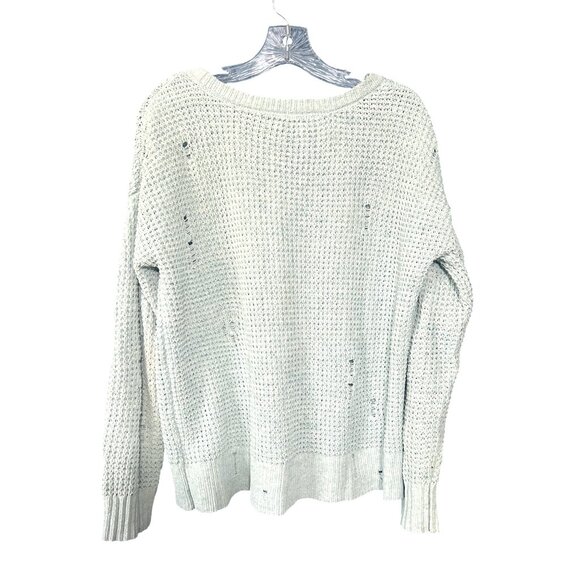 American Eagle Outfitters Distressed Light Blue Loose Knit Sweater S - Picture 6 of 7